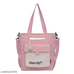 Based on the image provided, this is a Hello Gear Korean-style canvas tote bag, often used as a student tuition or commuter bag. It features a large capacity, multiple pockets including a front zippered compartment, and is typically made from durable composite cloth or oxford fabric with a nylon lining. Product Specifications Material: Often constructed from oxford fabric, nylon, or composite cloth, making it washable and wear-resistant. Dimensions: Typically measures approximately 38cm in height and 34-37cm in width. Features: Includes top handles for hand carrying and often comes with a detachable, adjustable shoulder strap for crossbody use. Storage: Large enough to accommodate notebooks, tablets, and documents. Shopping Information This style of bag is widely available on various online marketplaces under different brand names or as generic "Korean style" student bags in multicolour